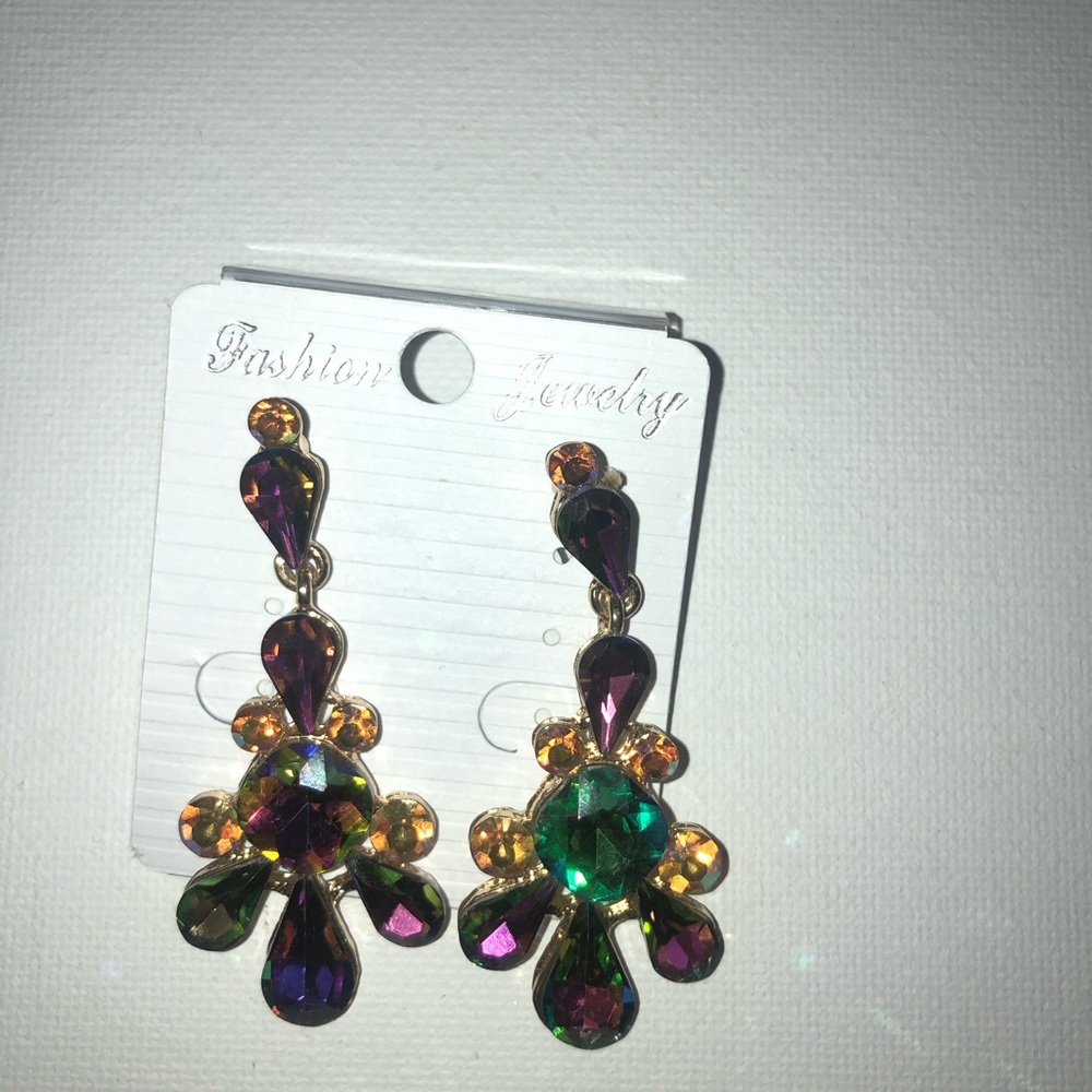 Iridescent frog earrings